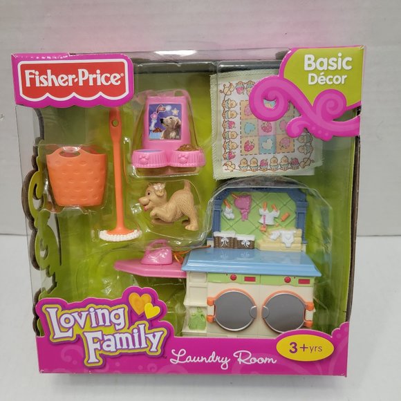 New Fisher Price Loving Family Dollhouse Laundry Room Furniture Washer Dryer Dog - Picture 1 of 10